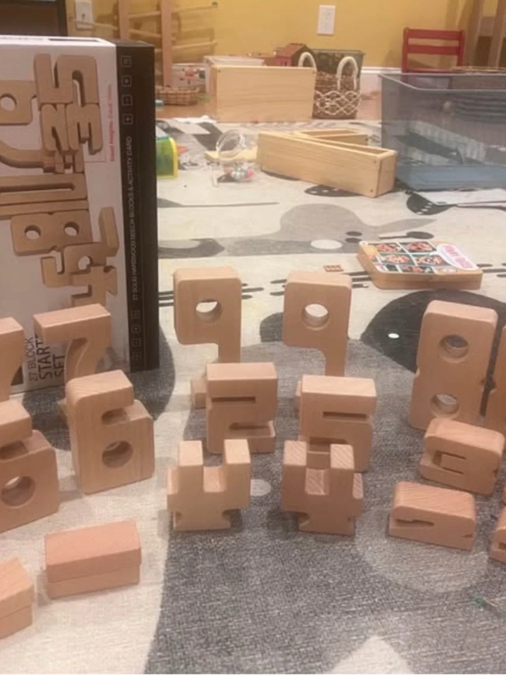 Wooden Number Sumblox Building Blocks - Natural